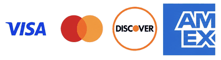 Accepted payment methods: Visa, Mastercard, Discover and American Express