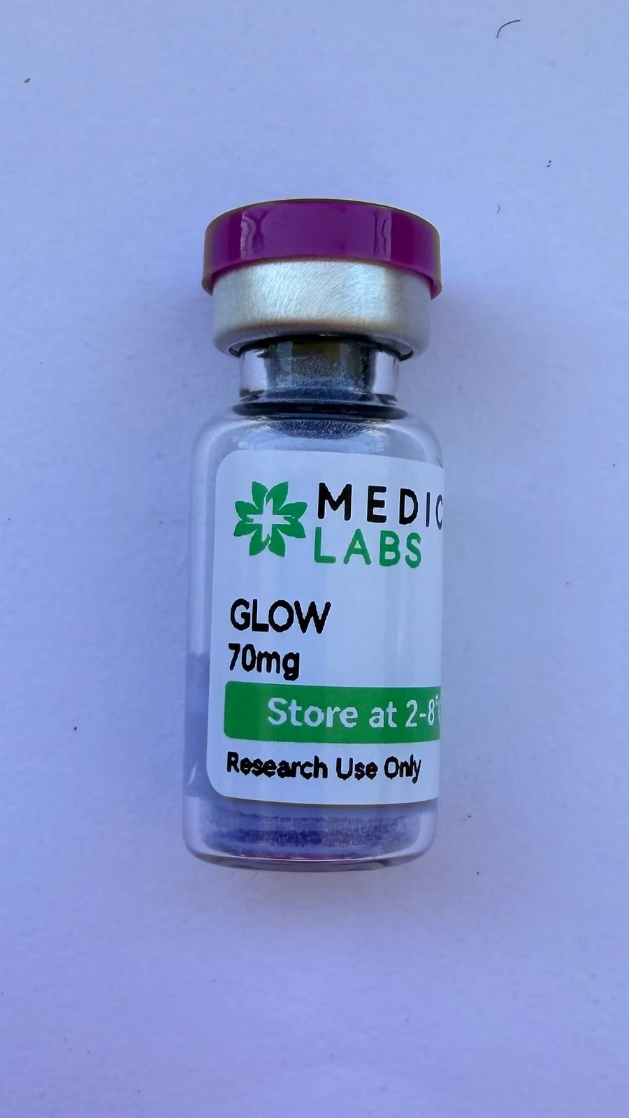 GLOW research vial, product photo