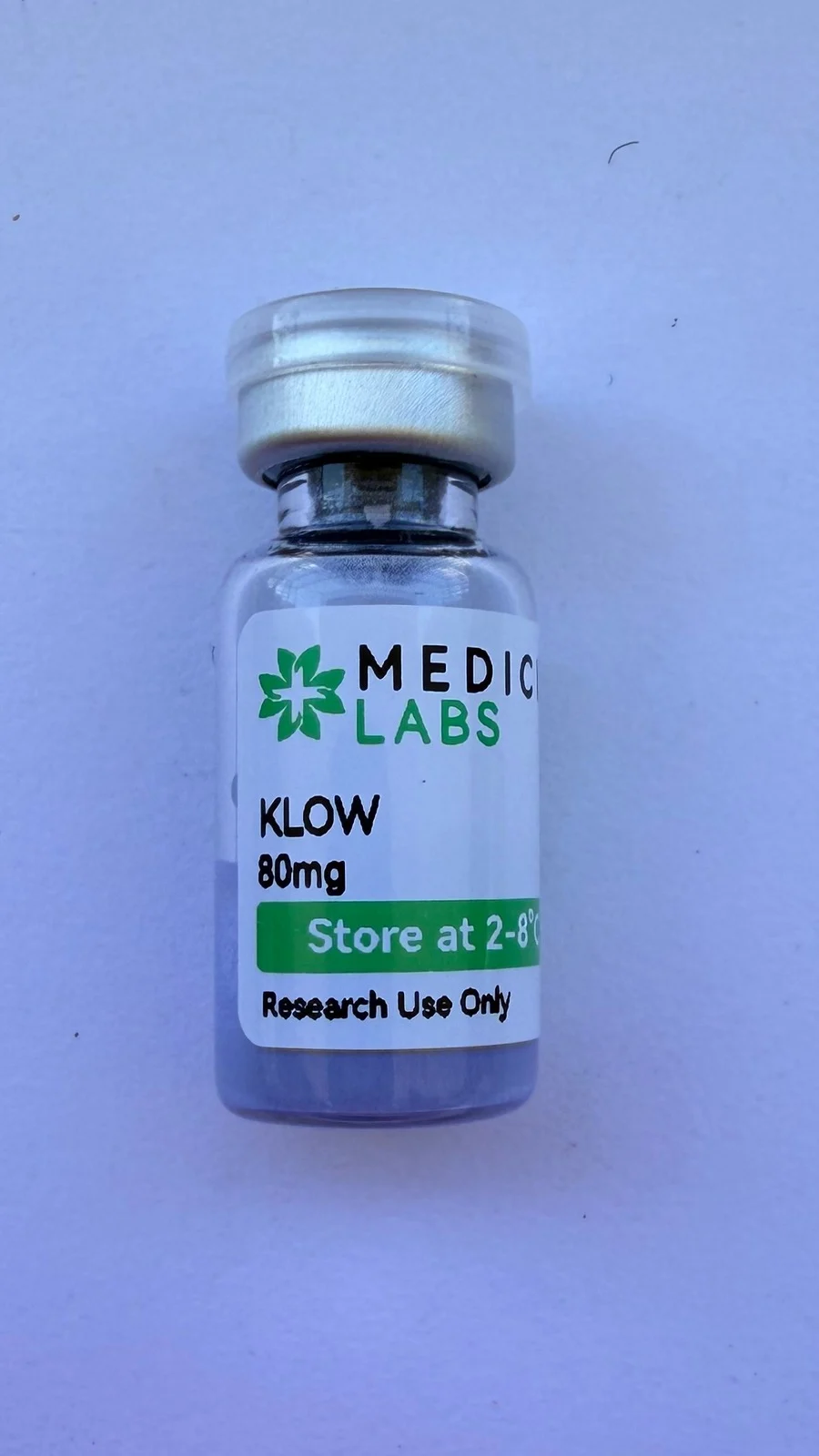 KLOW research vial, product photo