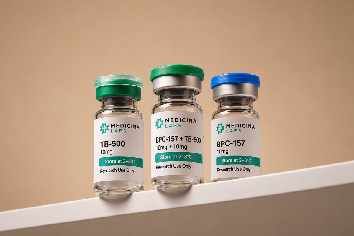 TB-500, BPC-157 + TB-500 and BPC-157 research vials