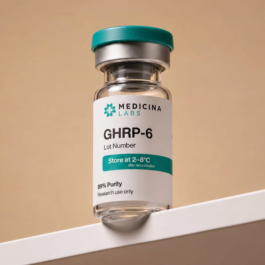 GHRP-6 research peptide vial